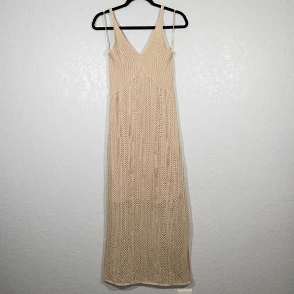 New Freshman 1996‎ Beige Crochet Maxi Dress Size Large - Picture 1 of 8